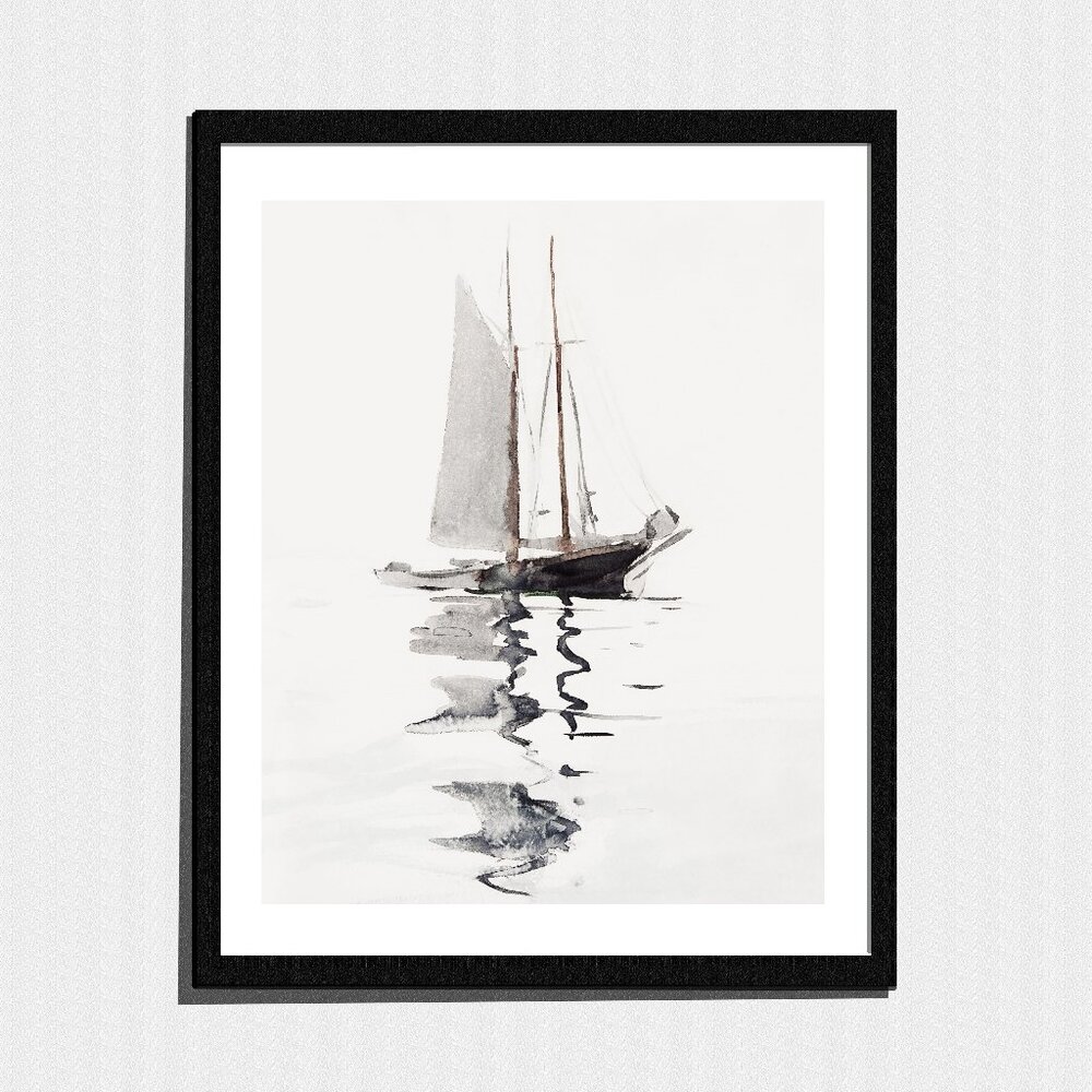 Art Print, Minimalist Sailboat Painting